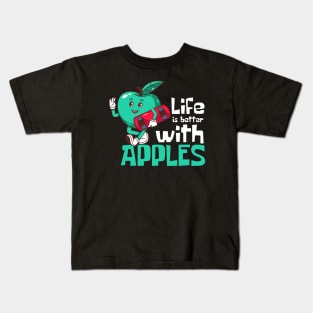 Life Is Better With Apples Funny Mascot Kids T-Shirt